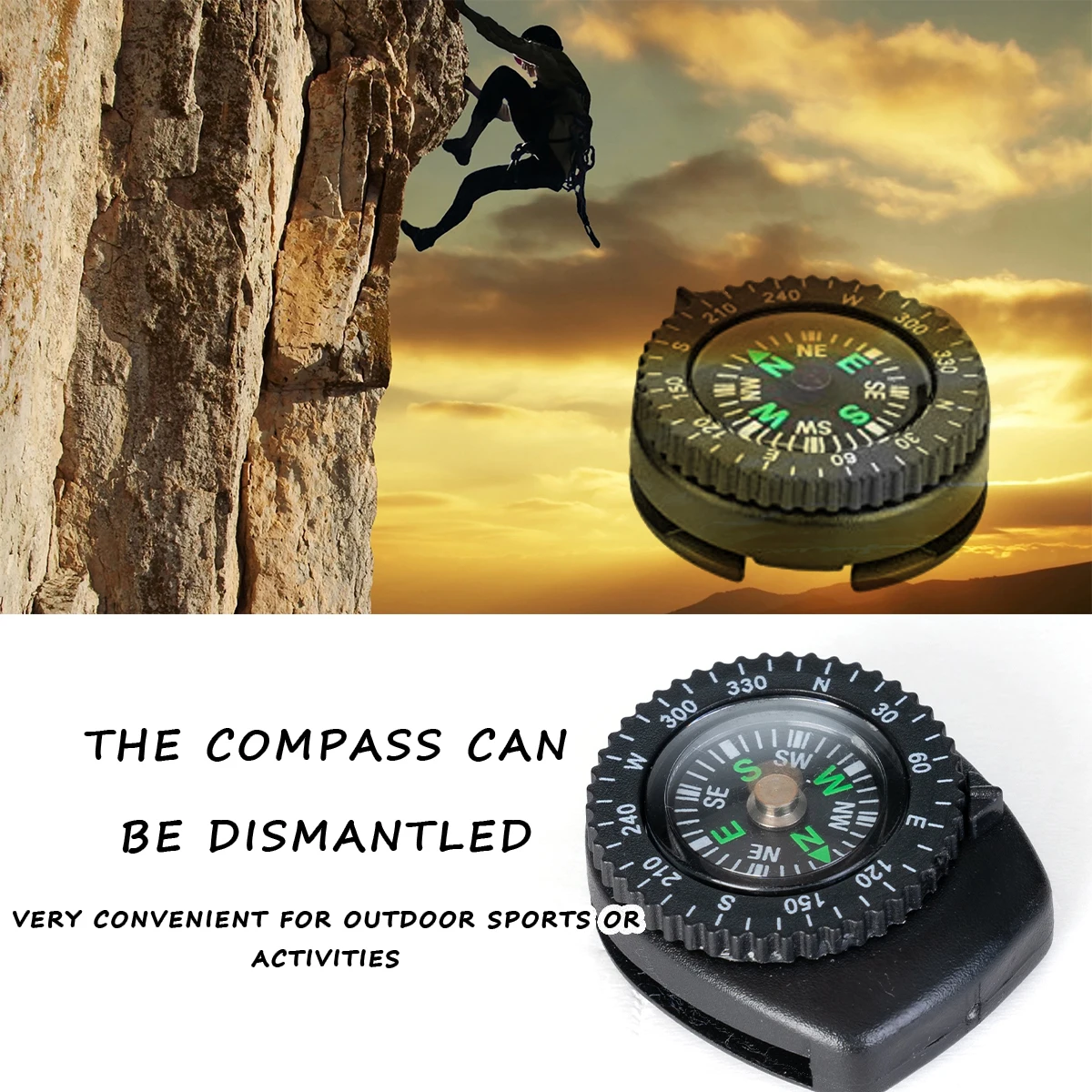 

25mm Mini Portable Precision Watch Band Clip-on Navigation Wrist Compass Emergency Survival Compass for Survival Camping Hiking