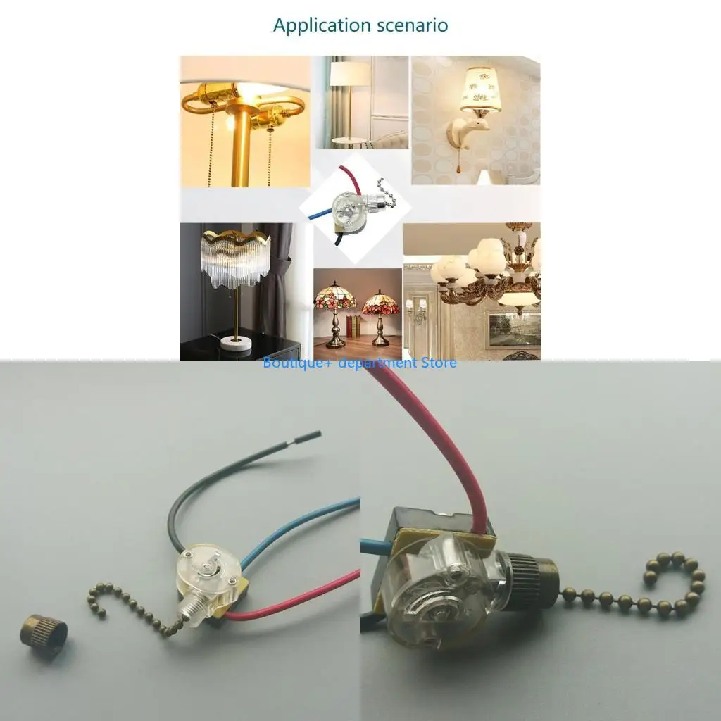 E1PD 3 Wires Pull Chain Switchs Fan Light Switchs Ceiling Fan Switchs Replacement