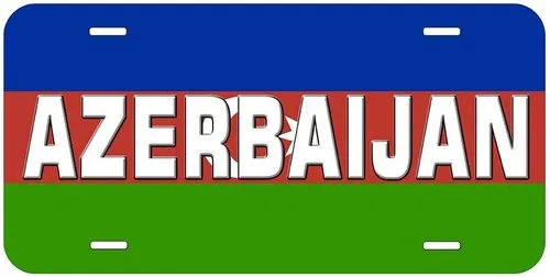 علم أذربيجان مع اسم البلد لوحة ترخيص علامة السيارة الجديدة من الألومنيوم #1
