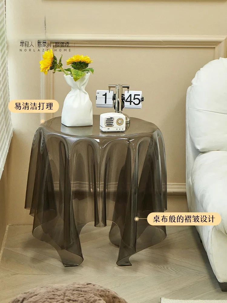 floating corner simple modern side living room small round creative transparent coffee table