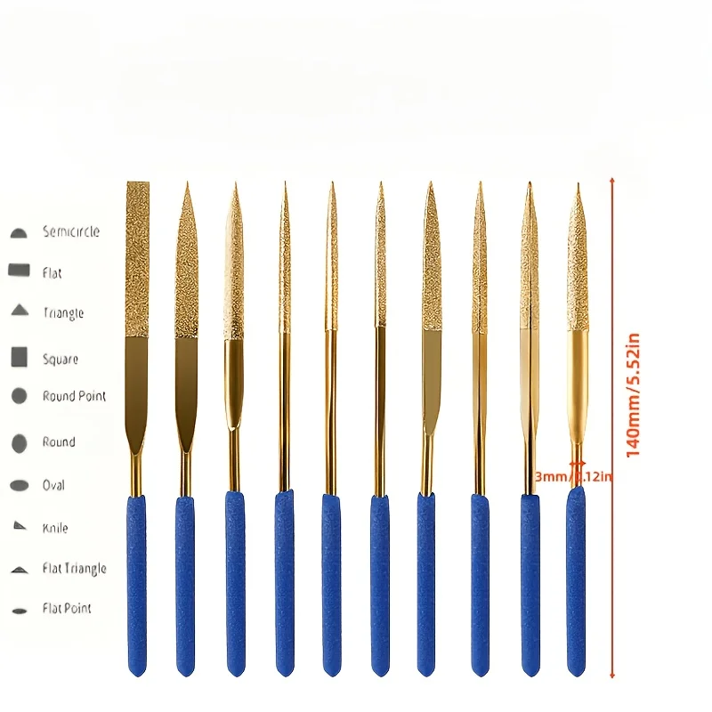 2/4/6 pieces/set, titanium coated diamond sand file set, with titanium alloy coating