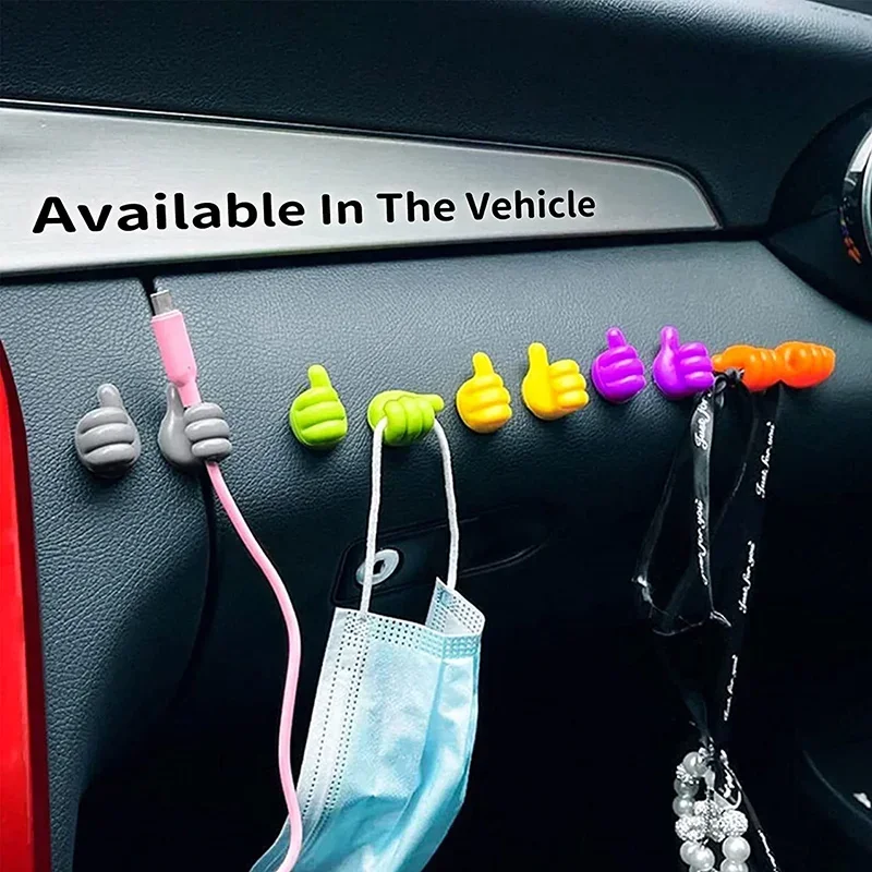 5/10Pcs Silicone Thumb Wall Hooks Self-Adhesive Thumb Cable Organizer Clips Key Hook Multi-Function Wall Hangers Storage Hooks