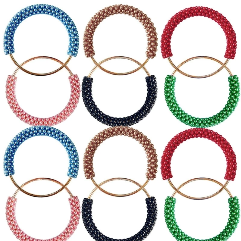 7 Colors Purse Pearl Handle Replacement Round Bag Handle Chain Clutch Handbag Purse Handle DIY Handmade Crochet Bag Accessories