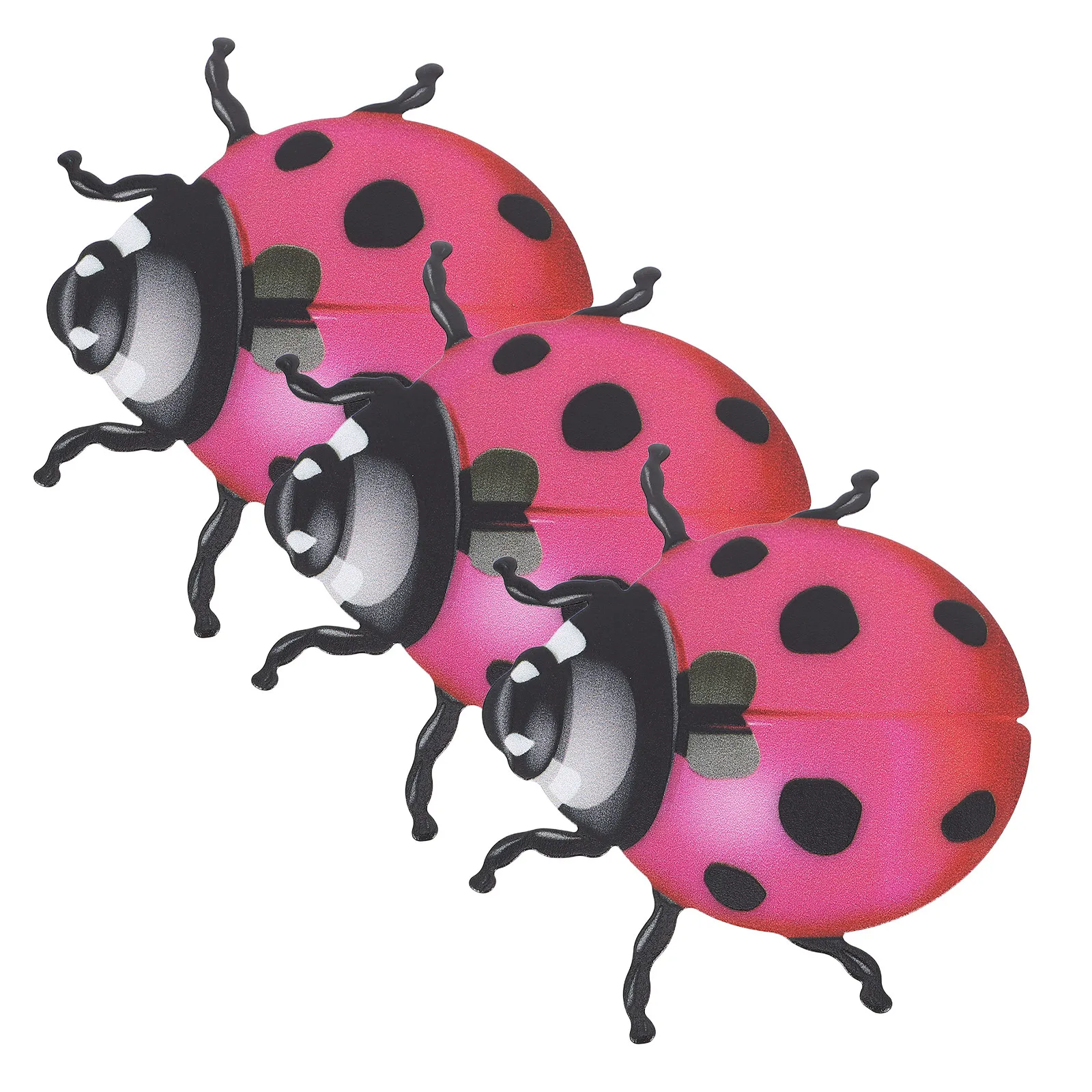 3Pcs Iron Ladybug Wall Colored Lifelike Garden Sculpture for Outdoor Indoor Living Room Bedroom Kitchen Bathroom Fence