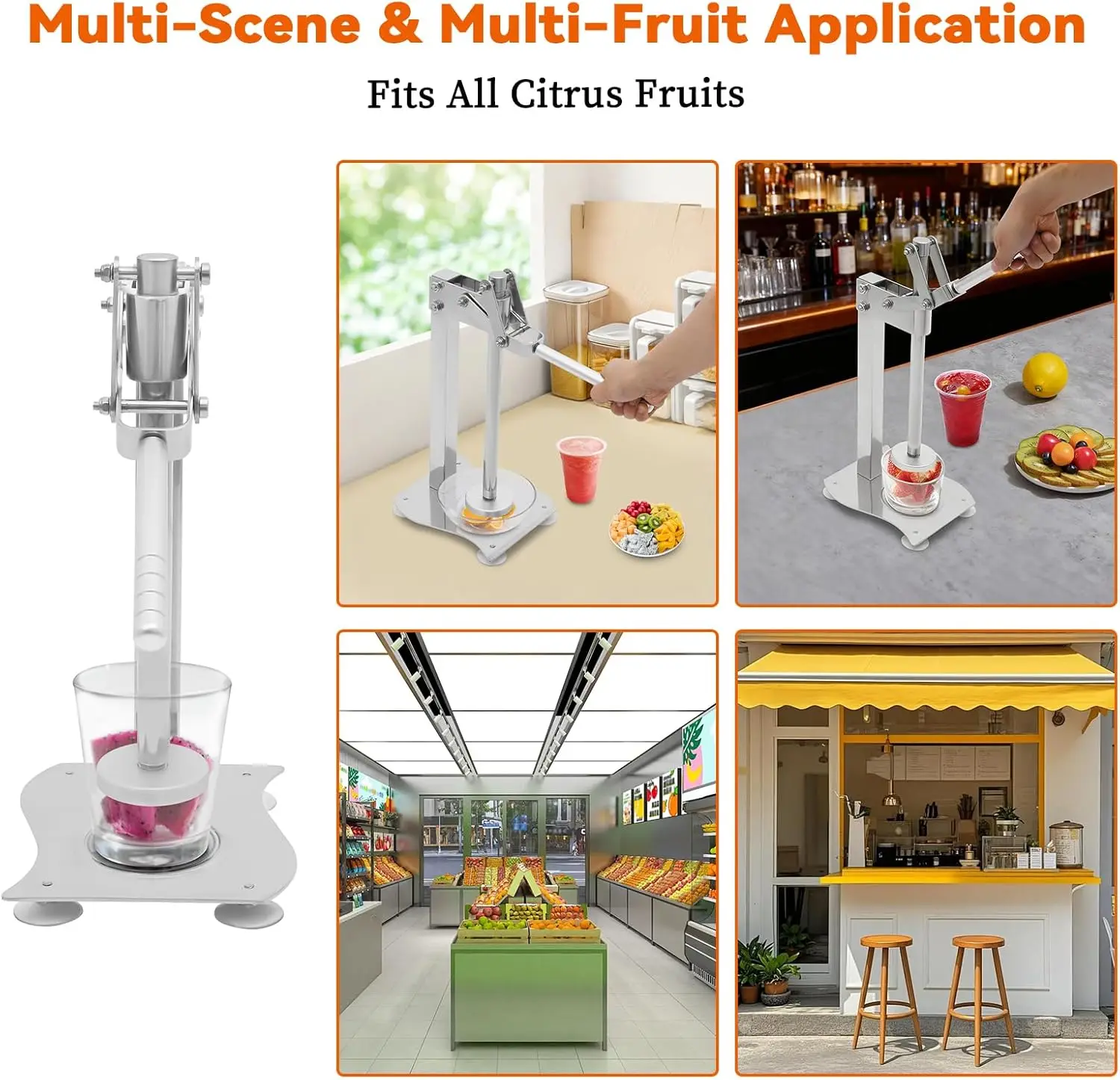 Spremiagrumi manuale per carichi pesanti e frantoio per noci, spremiagrumi in acciaio inossidabile 304, estrattore di succo ad alto rendimento con base antiscivolo