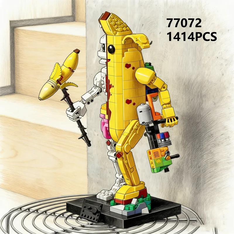 77072 Cute Skeleton Banana Banana Man Assemble Building Block Model Gift 1414Pcs Brick Children Educational Toys