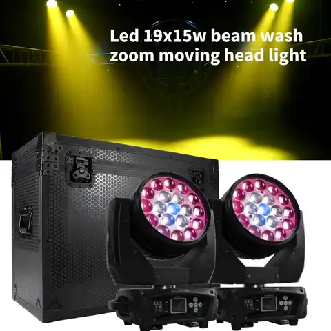 SHEHDS LED Zoom 19x15 W RGBW Hareketli Kafa Işık Işını Yıkama Etkisi Uçuş Çantası DJ Disko Noel Konserleri Düğün Partileri
