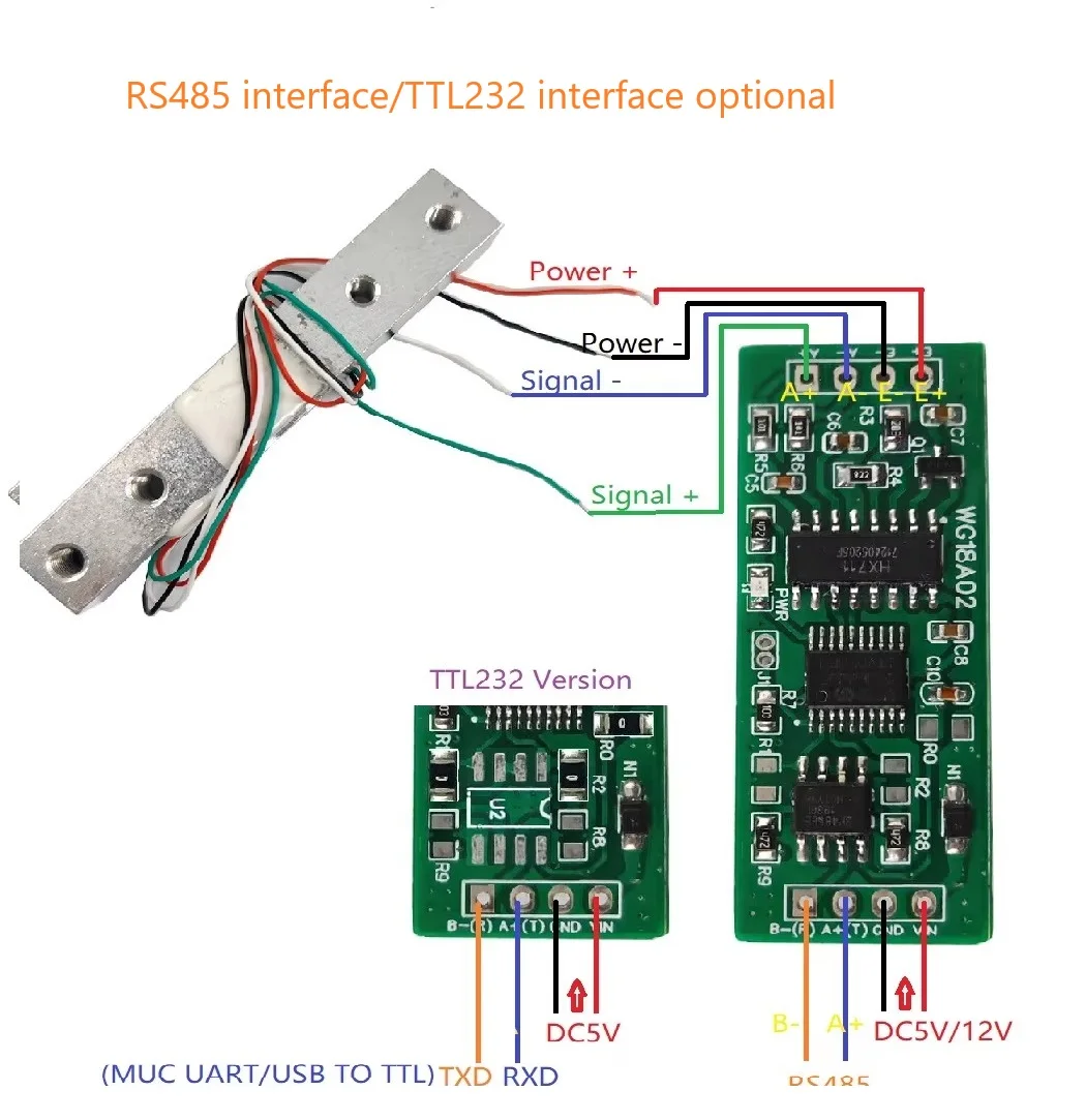 HX711 24Bit ADC RS485  Modbus RTU Weight Sensor Module 0-20KG PLC Industrial Electronic Scale 5V/12V with Configuration Software