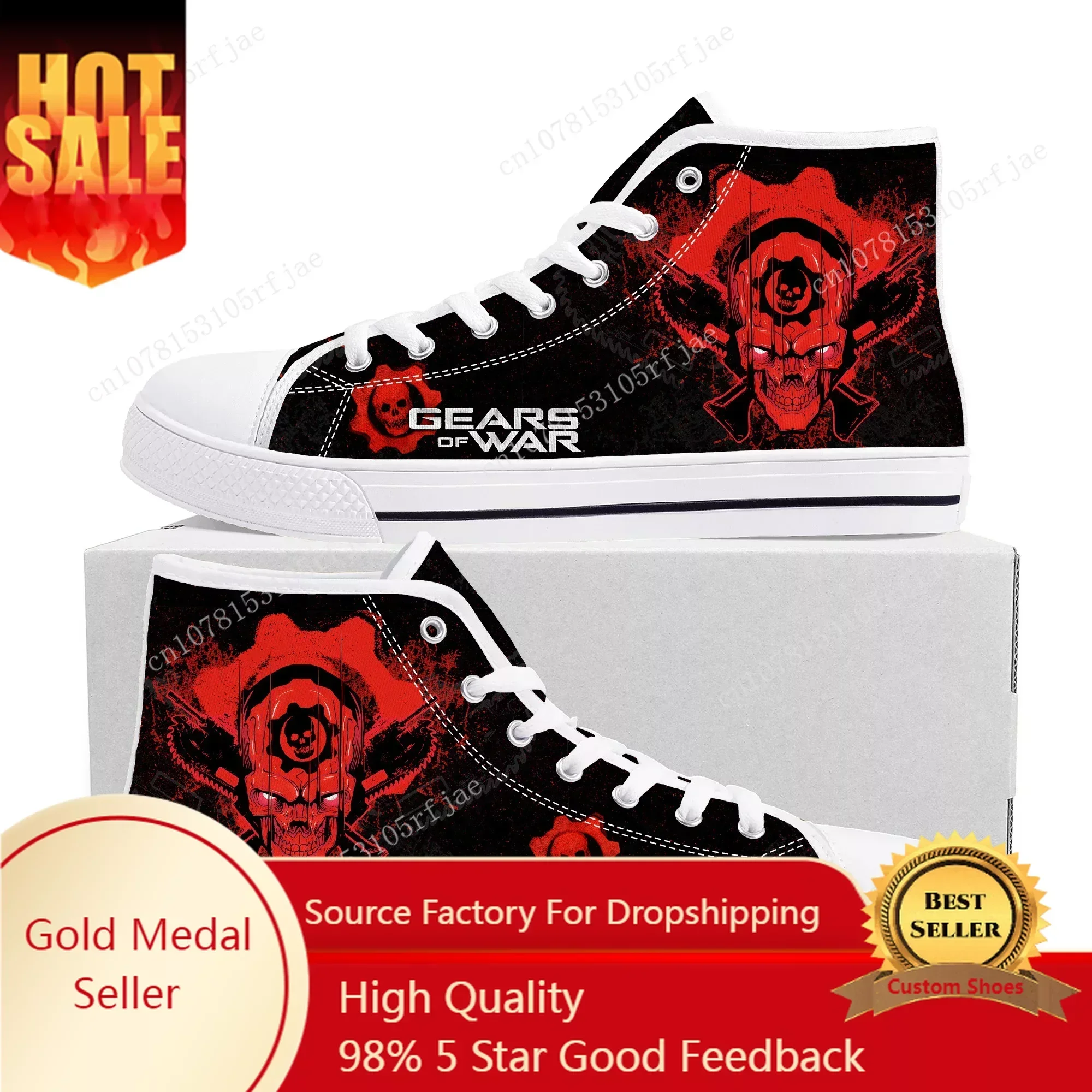 

G-Gears O-Of W-War High Top Sneakers Game Mens Womens Teenager High Quality Canvas Shoes Casual Fashion Tailor Made Sneaker