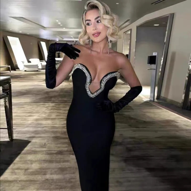 Celebrity Fashion Dress Women Off the Shoulder Sexy Bodycon Long Dress Rayon Bandage Evening Party Dress Red Carpet Dress