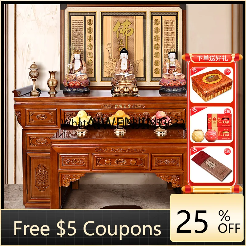 

6 Ash solid wood Buddhist table offering incense case new Chinese style central hall living room offering Buddhist table