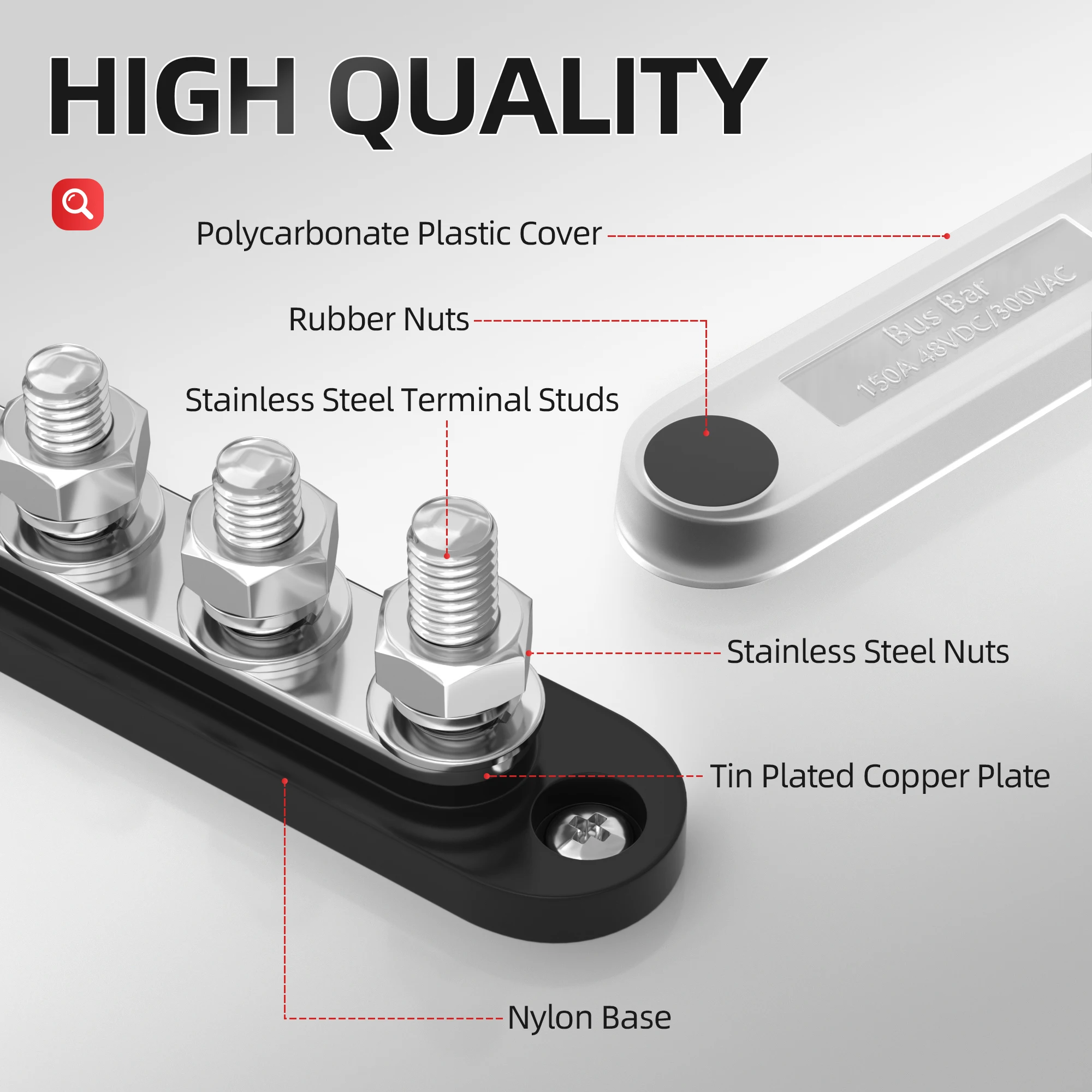 DaierTek Bus Bar 12V 150A Mini Power Distribution Block with Cover 4 x ...
