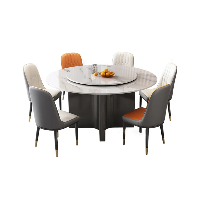 

Light luxury, rock slab, dining table and chairs, combination, modern, simple, home, modern, round table