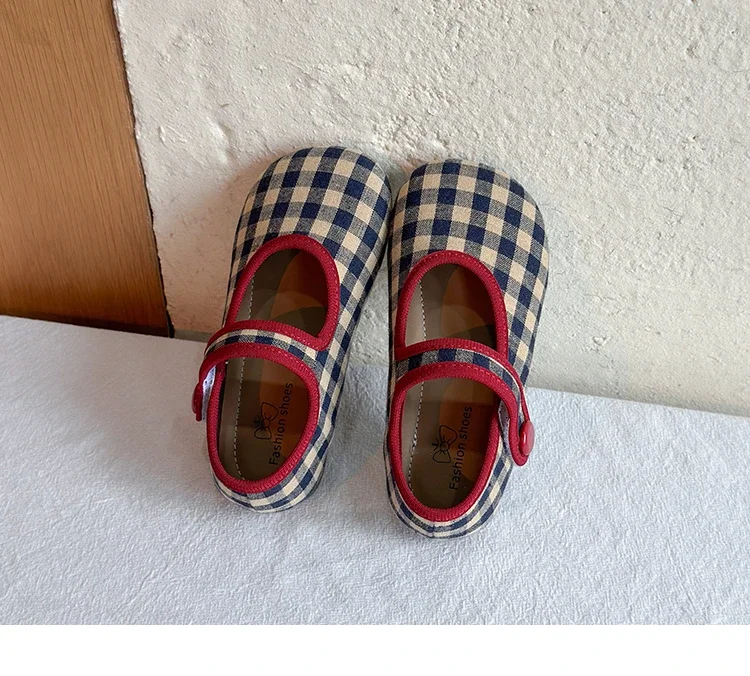 JGSHOWKITO Kleinkind Mädchen Schuhe Retro Karierte Ballerinas 2026 Neue Herbst Niedliche Kinder Weiche Schuhe Klassische Prinzessin Party Hochzeit Schuhe – Detail 6