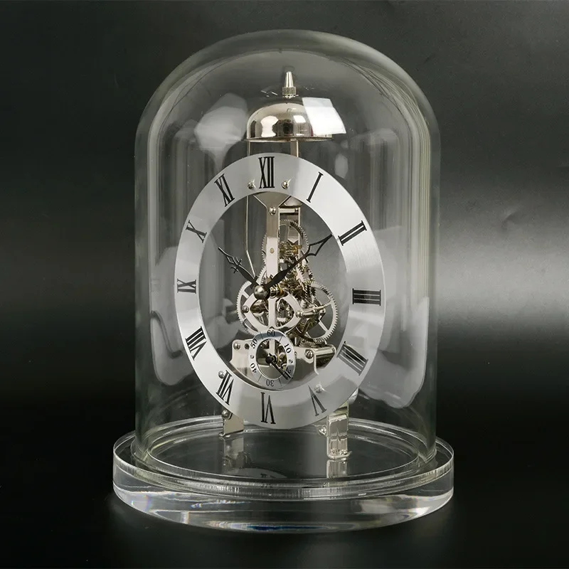 Transparent Mechanical Movement Decorative Table Clock: Ice and Snow Erbin Quartz Mechanical Retro Perspective Table Clock