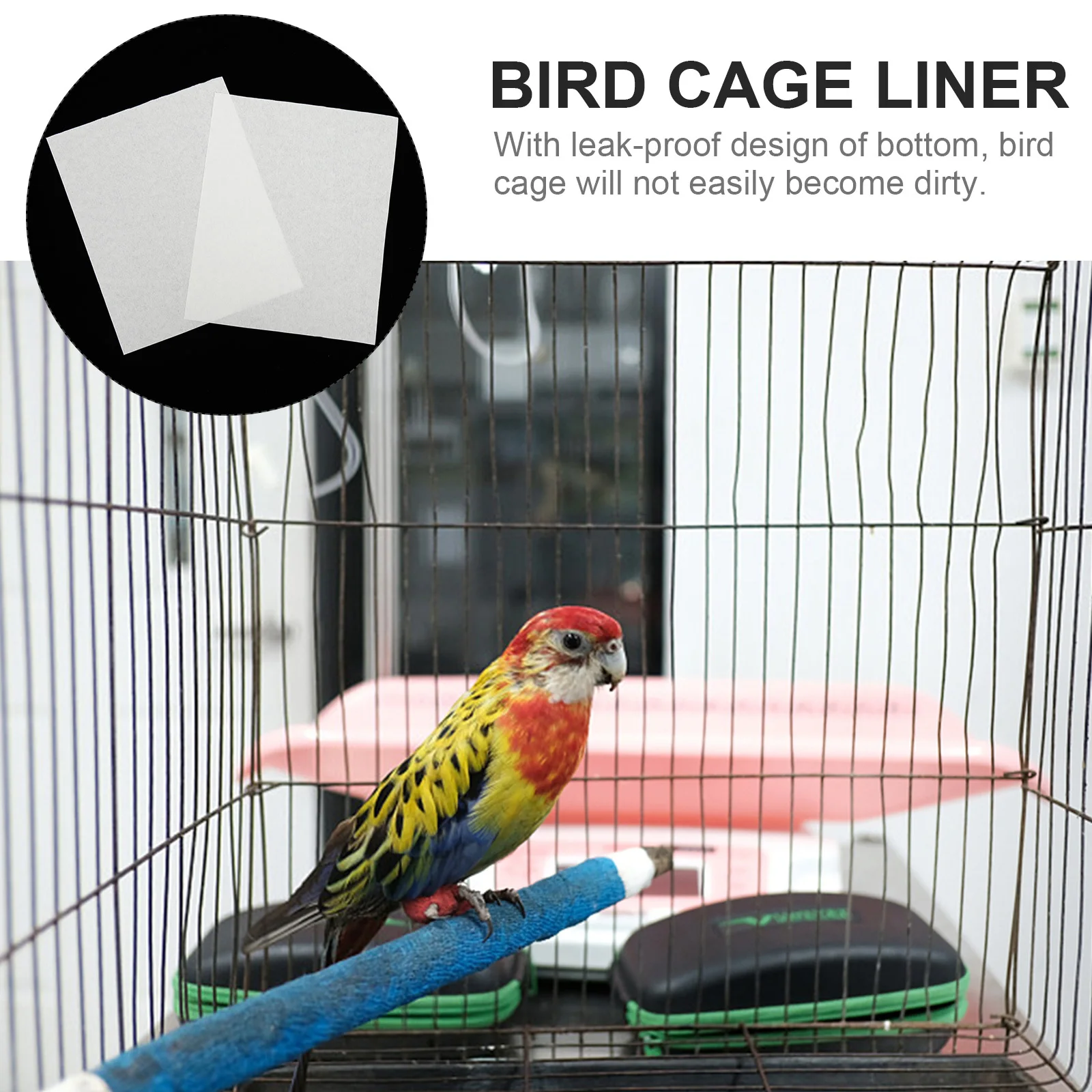 

100Pcs Disposable Absorbent Poop Pads for Bird Cage Thick Smooth Non-Woven Liners Long-Lasting Odorless Pet Parrot Cage