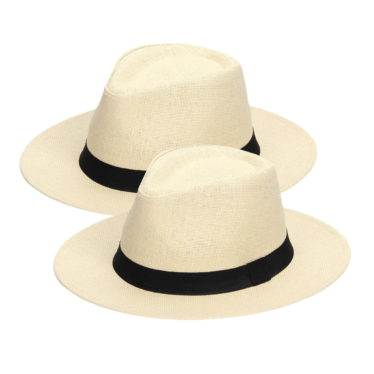 

Unisex Women Men Straw Caps Summer Casual Panama Jazz Hat Lady Beach Sun Hats Outdoor UV-protection Wide Brim Fedora Cap