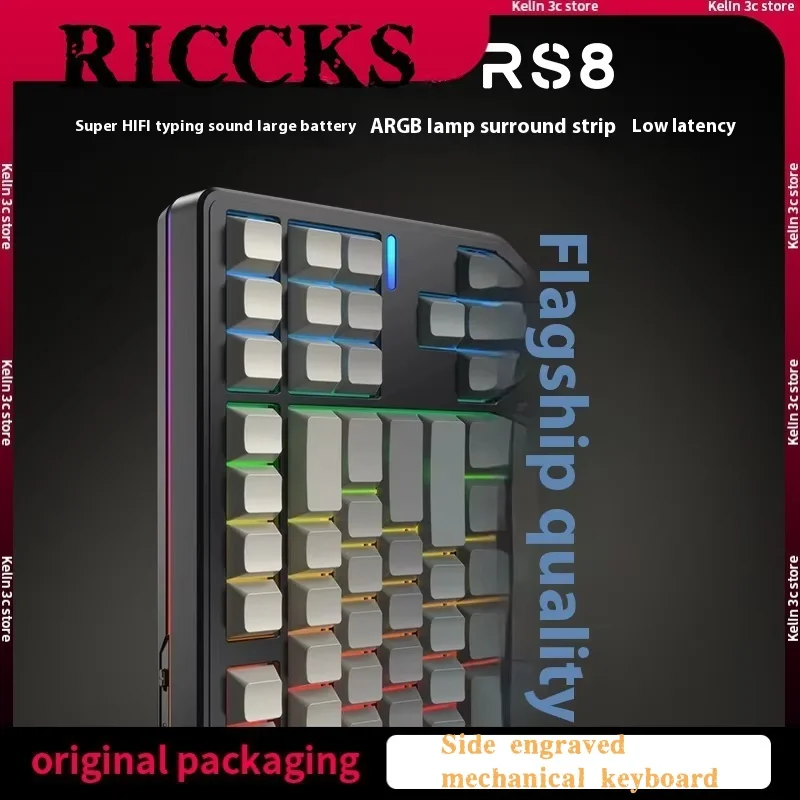 

Riccks Rs8 Dust Side Engraving Mechanical Keyboard Wireless Bluetooth Argb Gaming Specific Valorant Cs2 Delta Action 87 Key