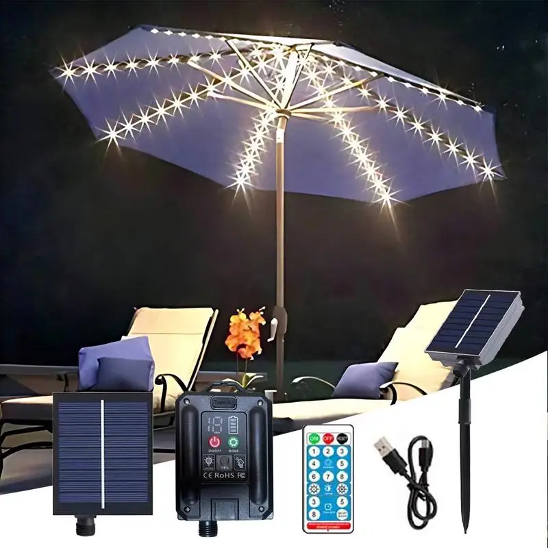 

Solar Umbrella Lights Outdoor Solar Light For Patios Solar Lamp With Solar Battery & USB Charging For Beach Patio Swimming Pool