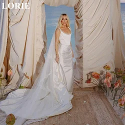 LORIE Elegant Mermaid Wedding Dresses Spaghetti Strap Detachable Train 2024 Wedding Party Bride Gown Custom Made