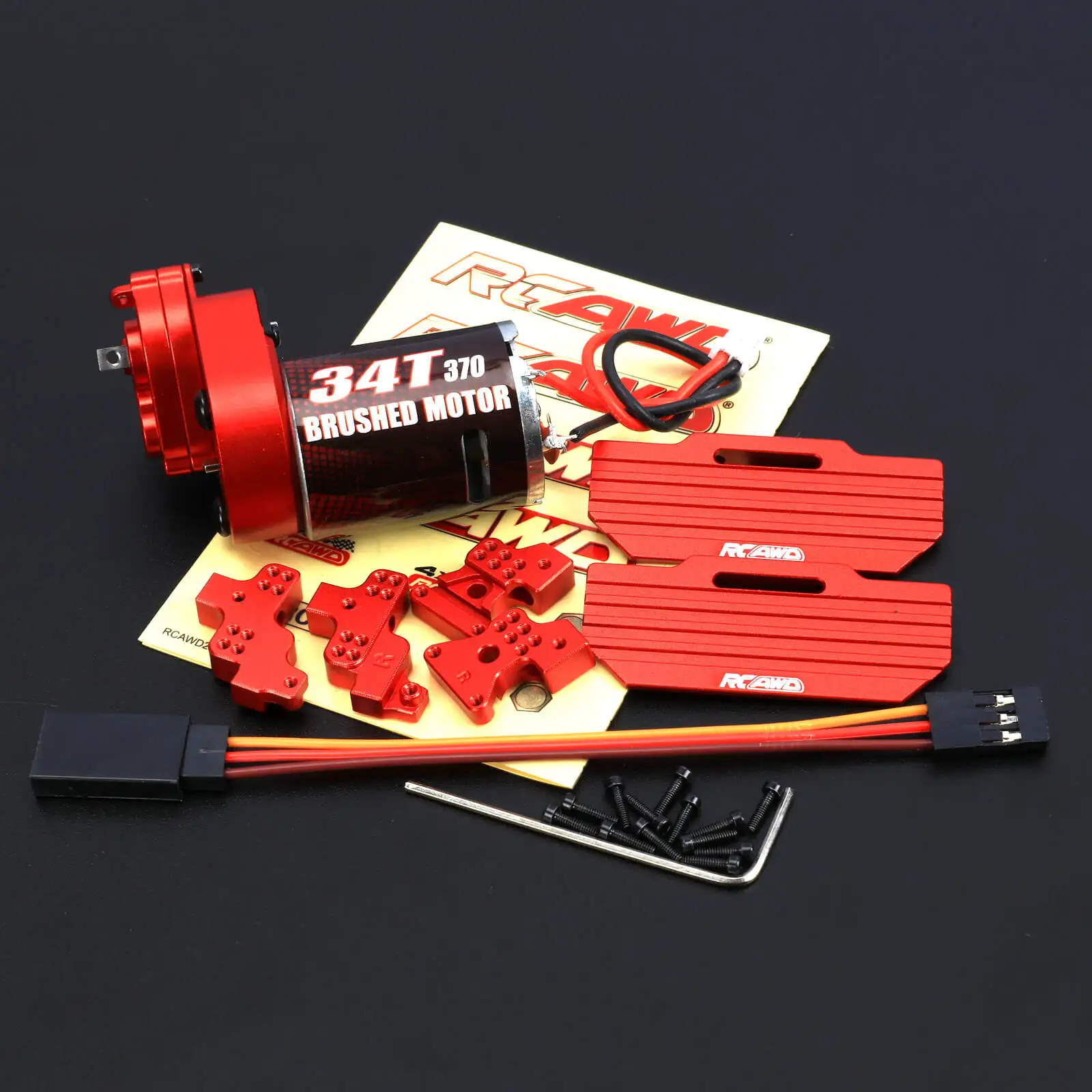 RCAWD 370 moteur SCX24 34T ensemble de boîte de vitesses de Transmission pour Axial 1/24 série SCX24 boîte de vitesses de moteur tour de choc chenille mises à niveau pièces