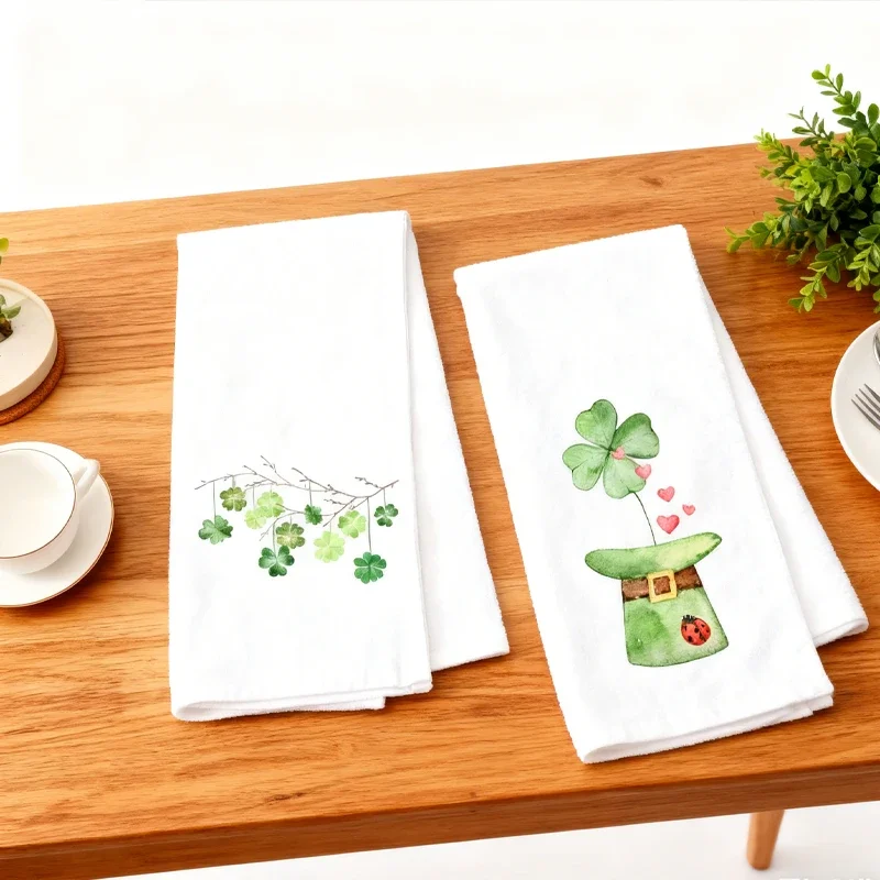 عيد القديس باتريك منشفة كيس الدقيق مع الشامروك عطلة حفلة المنزل الحمام المطبخ منشفة قطنية لوازم الديكور مزرعة