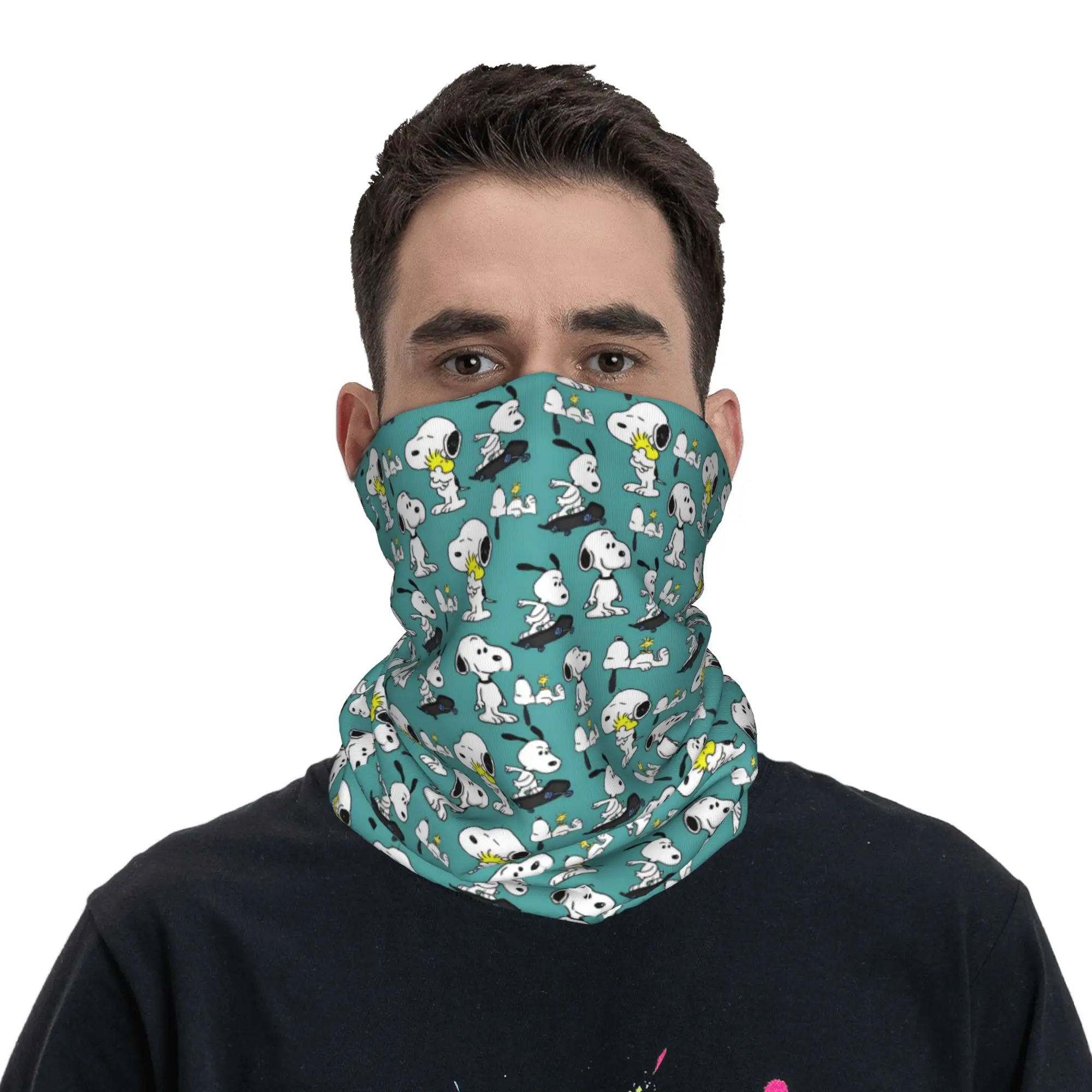 Custom S-Dog-Snoopies Role Neck Gaiter Women Men UV Protection Winter Classic Bandana Scarf for Ski image 4