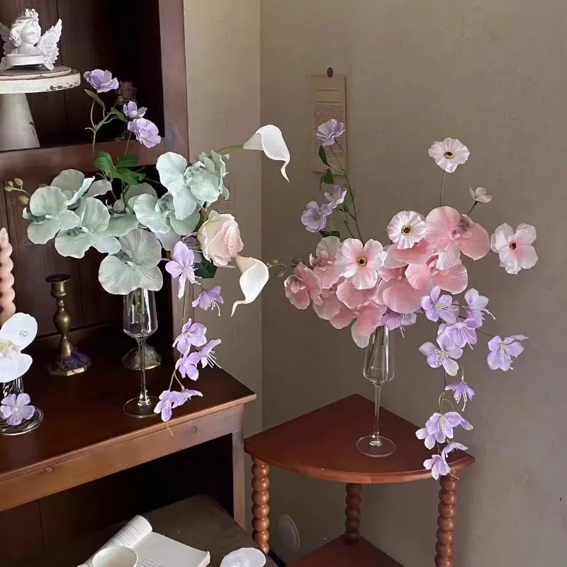 

Original design French wine glass flower set restaurant B & B home decoration simulation flower fake flower Phalaenopsis