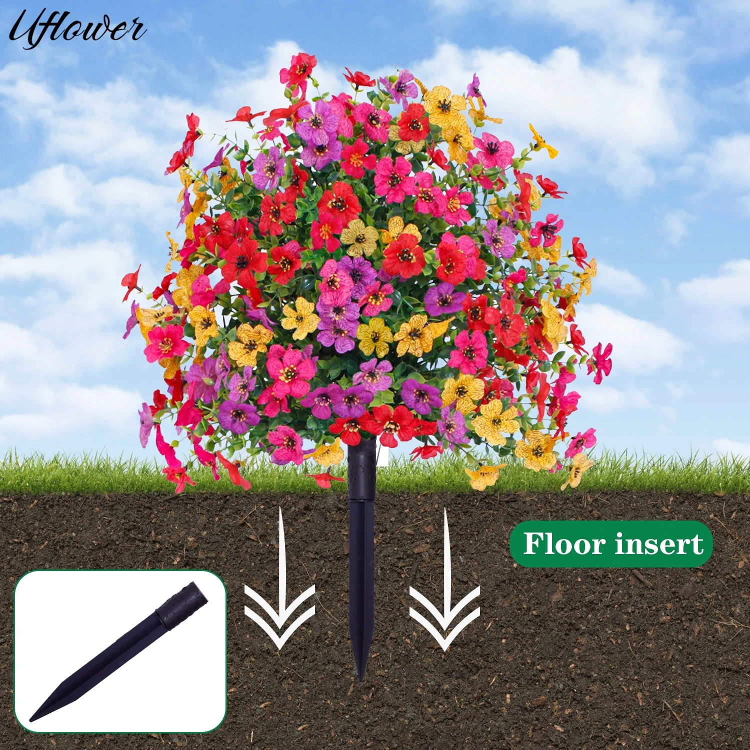 

Uflower Artificial Flowers Violet Outdoor Indoor Garden Decoration Fake Plants for Yard Art Roadside Front Door Home Decoration