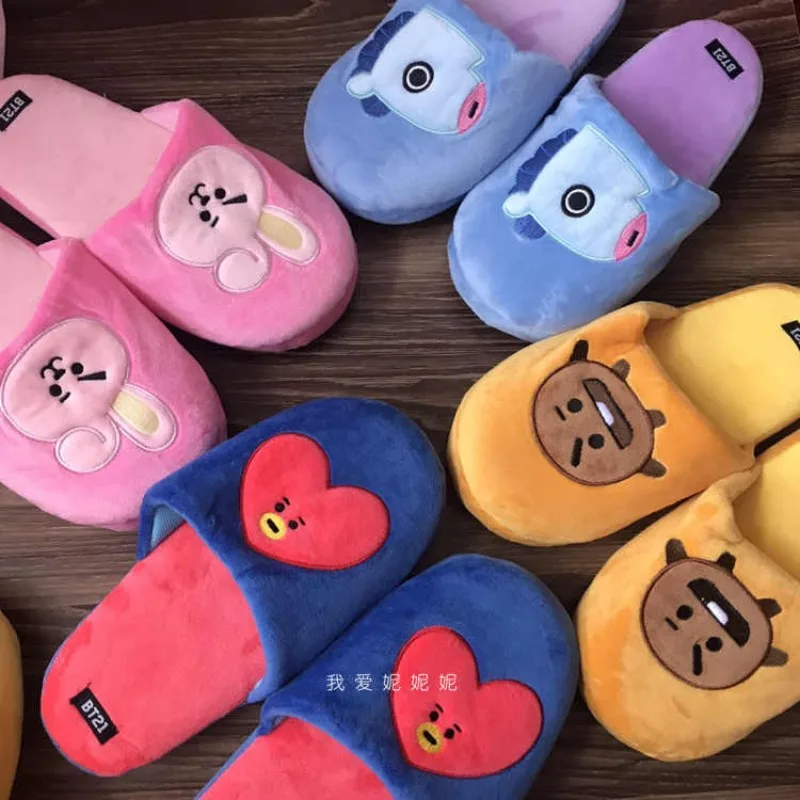 Line Friends мультфильм Cooky Shooky плюшевые тапочки домашние нескользящие деревянные напольные туфли Tata Mang пара удобные хлопковые тапочки