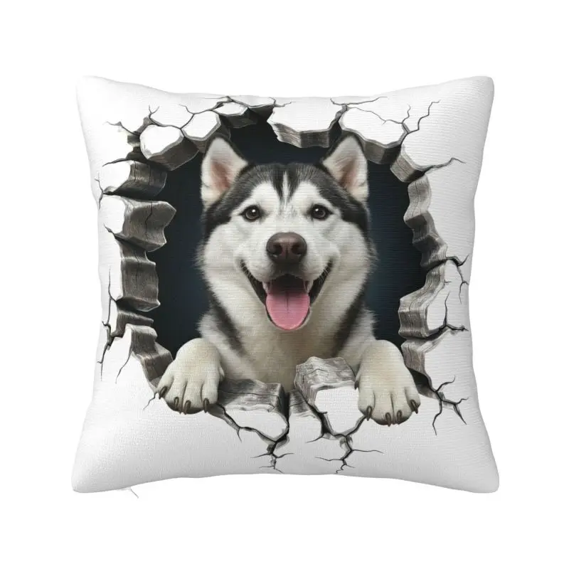 Breaking Through Siberian Husky Throw Pillow Case 50*50cm Sofa Dog Lover Cushion Cover Soft Polyester Pillowcase