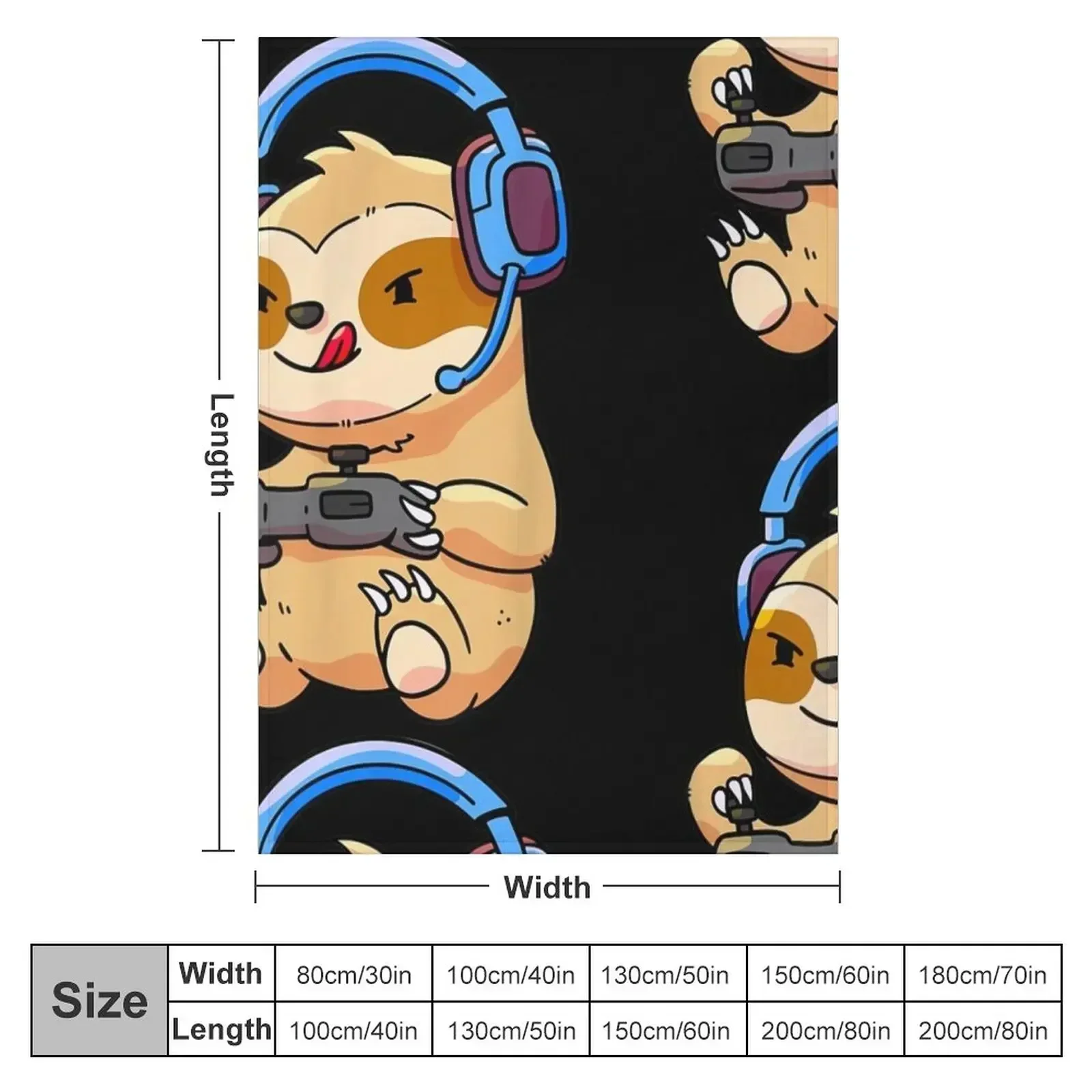 Gamer Sloth Gaming Sloths Video Game Gift Throw Blanket couch cozy soft plush fuzzy picnic outdoor blanket