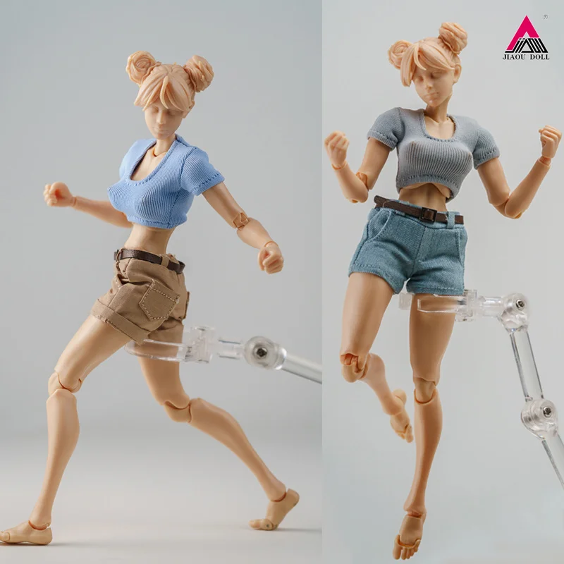 

1/12 Girls Versatile Tight Fitting U-neck Short T Casual Shorts DenimShorts For 6” RomankeyXCOWL Female Action Figure Anime Body