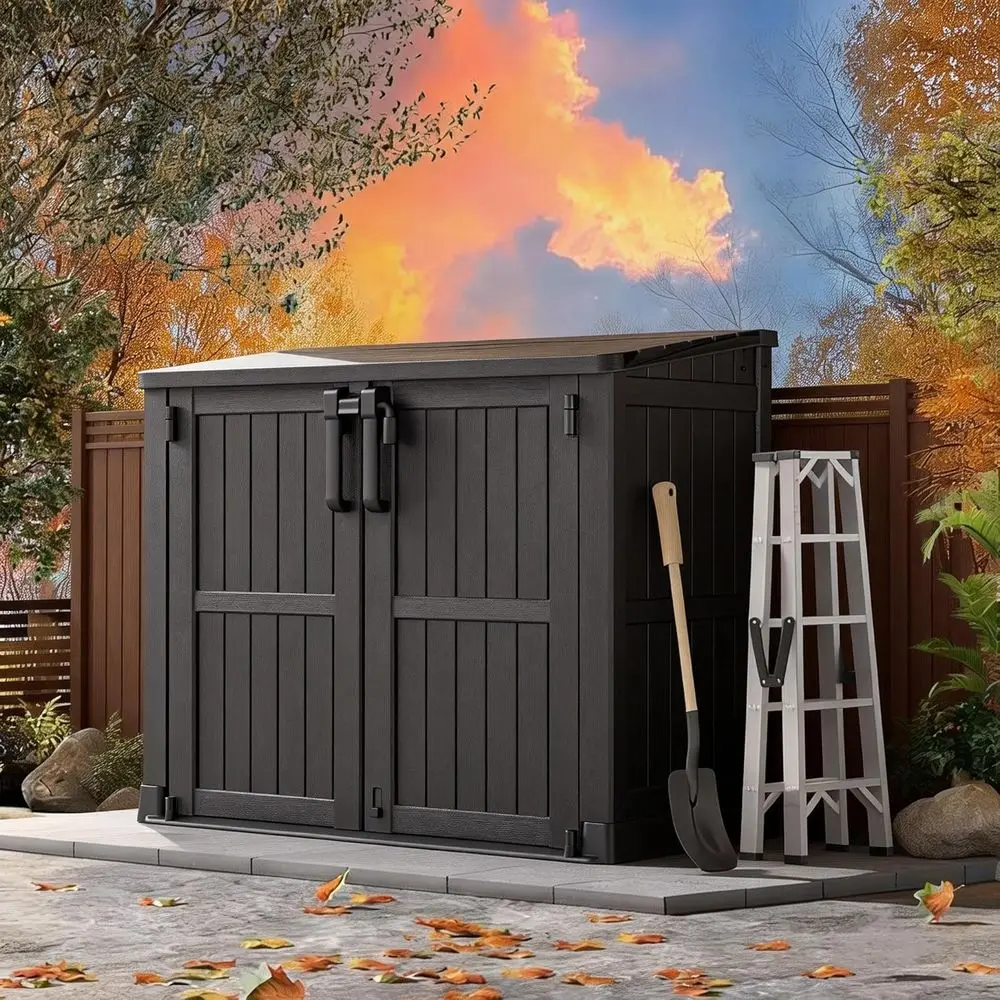

Portable 36 Cu. Ft. Outdoor Resin Storage Shed with Lockable Door - Waterproof and Easy Assembly