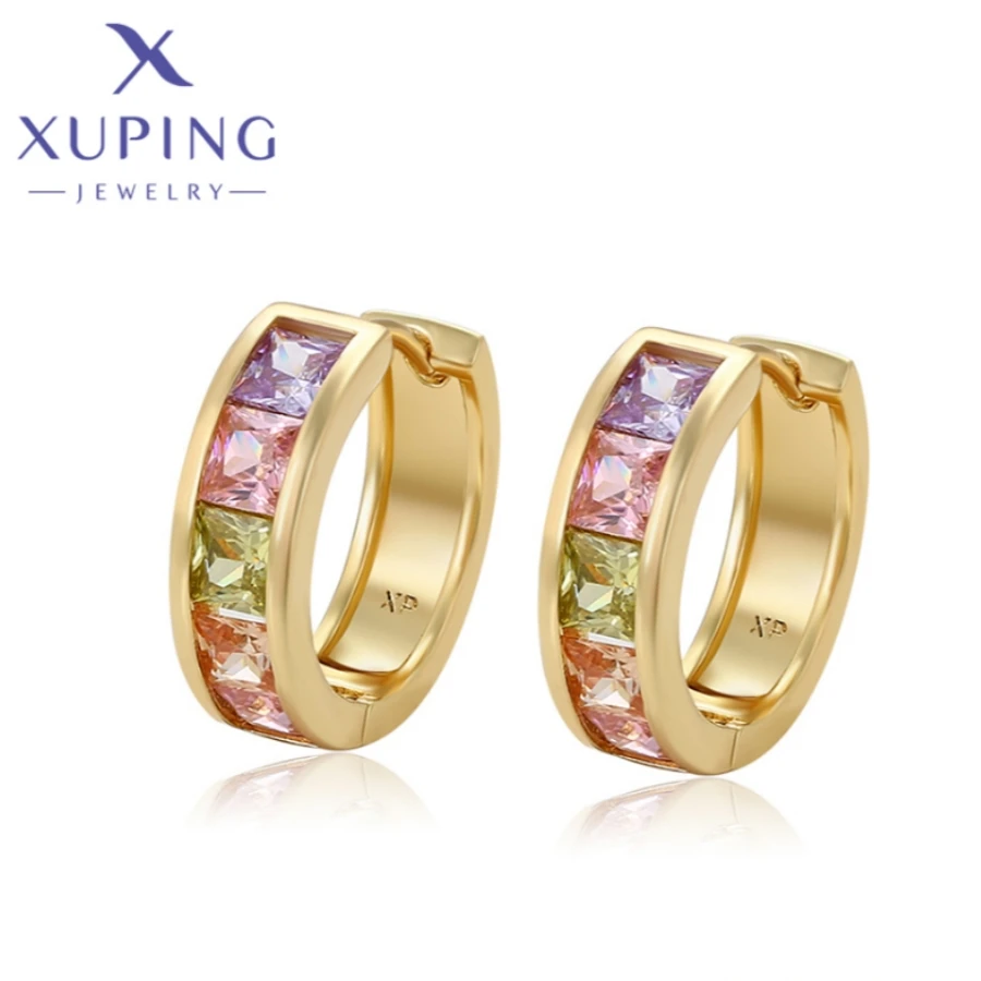 Xuping Jewelry New Arrival Elegant Fashion Light Gold Color Piering Hoop Earrings for Women Schoolgirl Christmas Gift X000975824