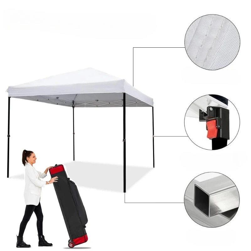 3x3m Pop Up Canopy Tent, Instant Setup, Vented Roof, Waterproof, for Beach, Patio, Camping, with Bag, 8 Stakes & 4 Ropes