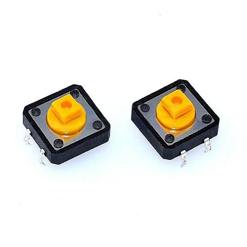 20 шт. тактильный переключатель с желтой головкой/черной головкой/микропереключатель/кнопочный тактовый переключатель 12*12*7,3 мм с квадратной головкой, вертикальный B3F-4055-L4