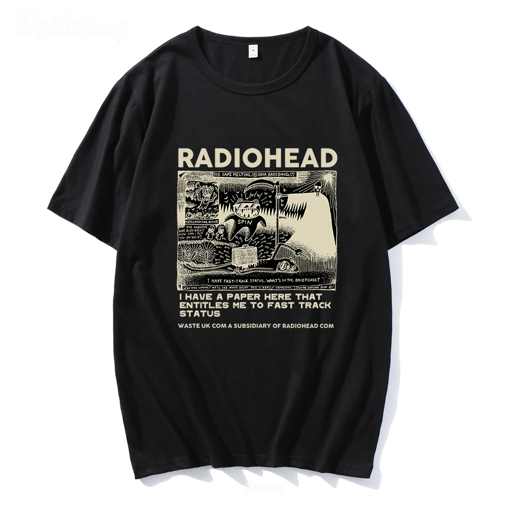 Radiohead T Shirt Men Vintage Classic Tees North America Tour Rock Boy Camisetas Hombre Hip Hop Unisex 100%Cotton Oversized Tops