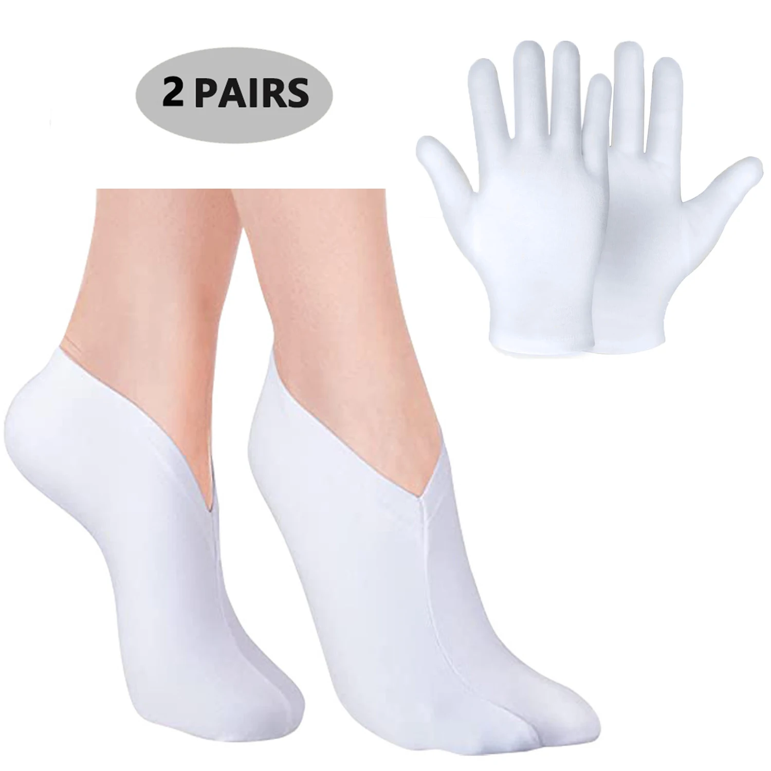 2 Pairs Moisturizing Gloves&Socks for Overnight Bedtime Heal Eczema Sleeping Lotion Hand Spa Treatment,Repair Cracked Dry Skin
