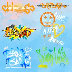 Personalized painted graffiti patterns Heat Transfer Thermal Stickers Heat Vinyl Ironing Stickers Decor Cute Cartoon