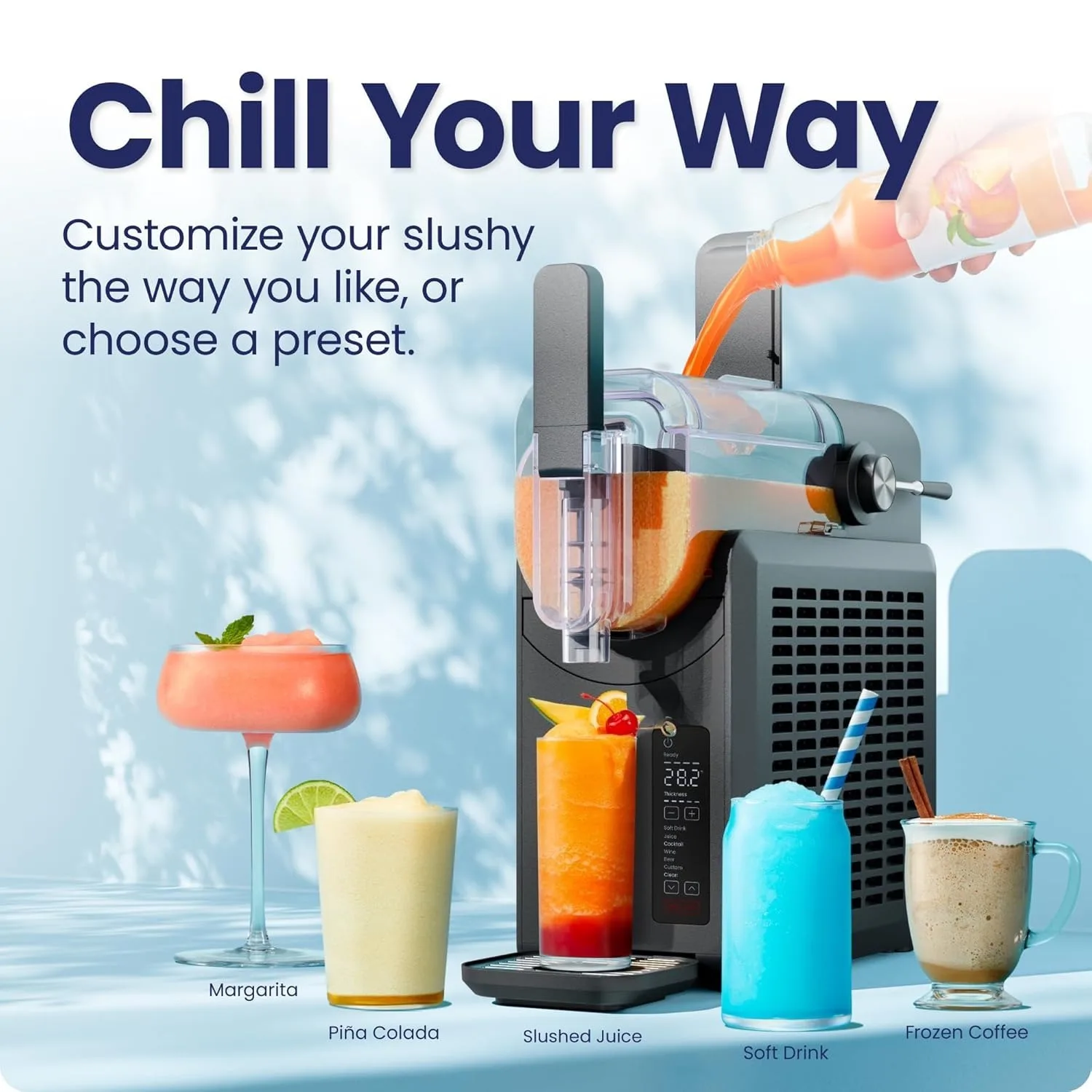 آلة Iceman Slush-Ease Slushie، صانع المشروبات المجمدة وآلة Slushy 5 Prets + خيار مخصص، رافعة غنى سهلة لـ