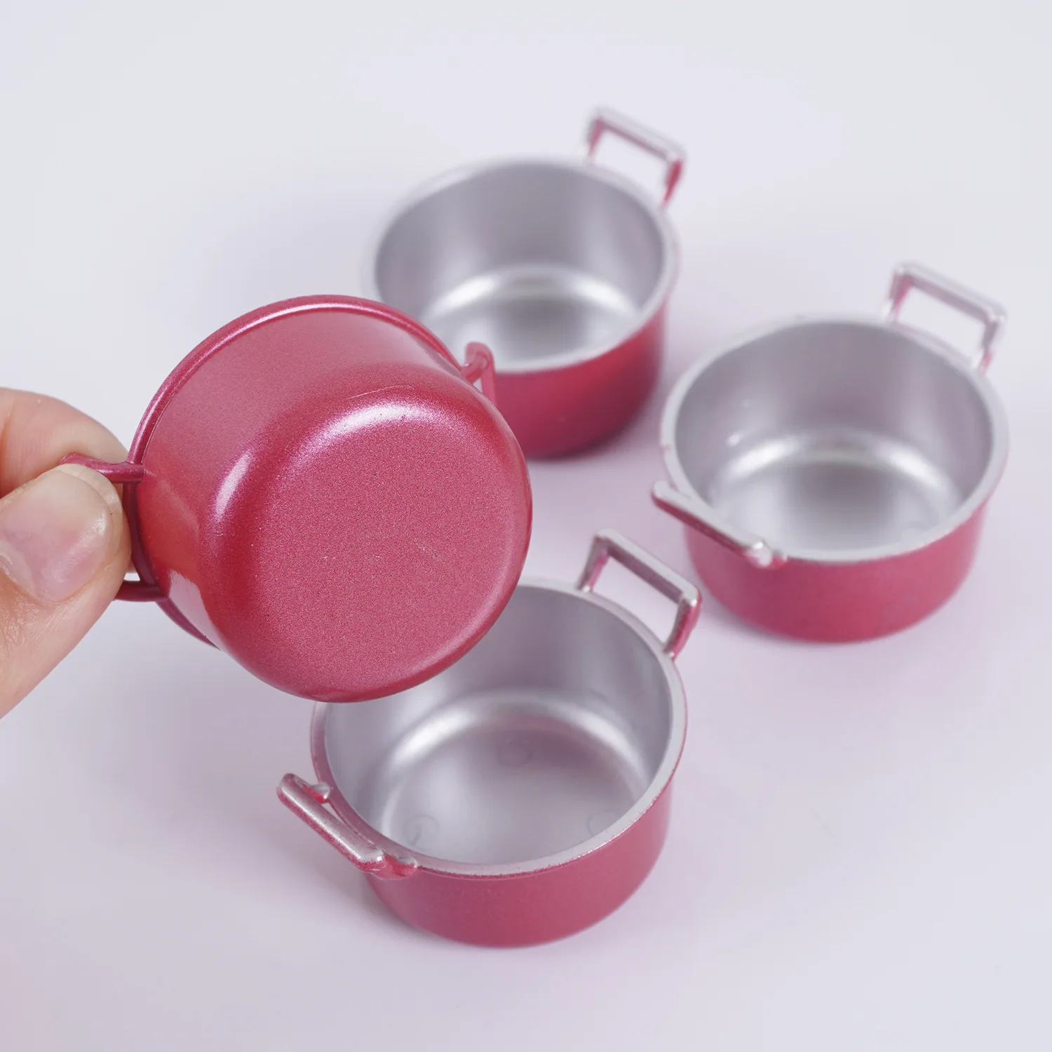Mini Red Soup Pot Steamer Toy Kitchenware Kitchen Tools Model Dollhouse Miniature Food Play Toys Decoration Home Decor
