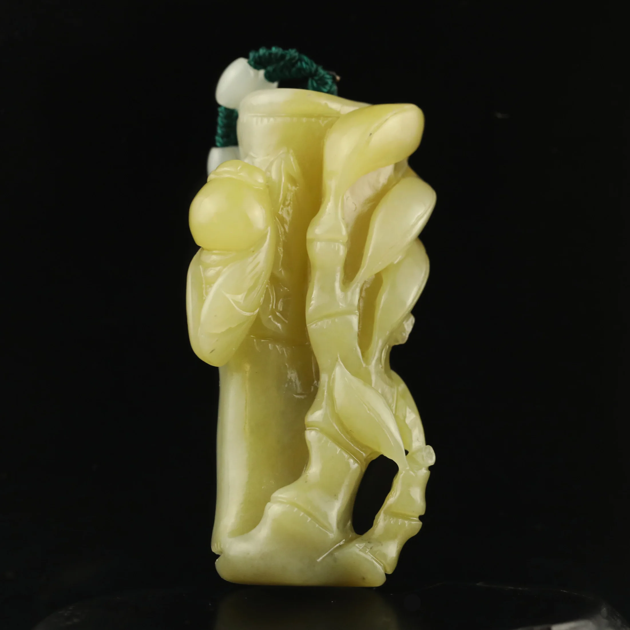 الصين القديمة الطبيعية اليشم الهيتي منحوتة الزيز الرائع على قلادة الخشب هدية لطيفة # 38