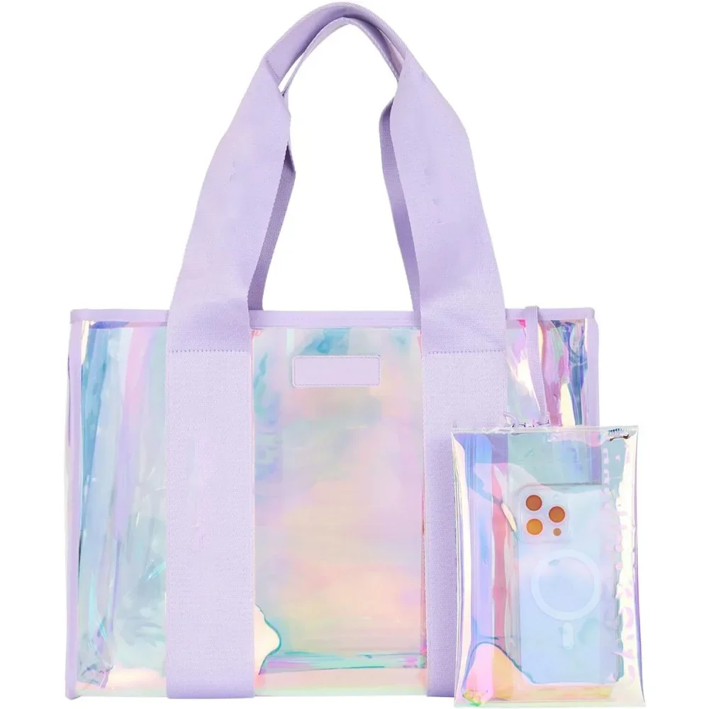 Colorfuul Waterproof Beach Tote Bag for Women Clear Tote Bag for Beach Pool Travel Cruise Boat Bag