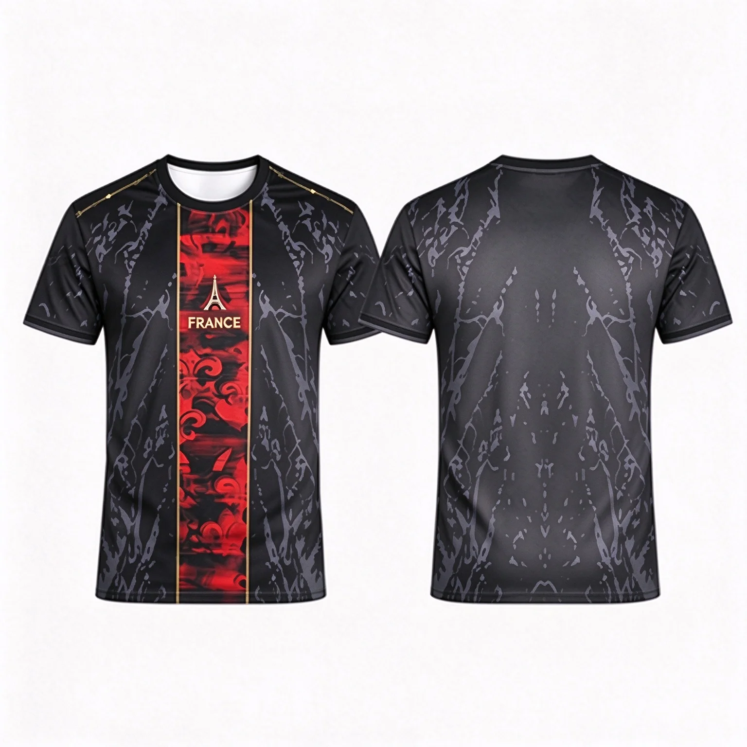 France Trend Art Style Football Jersey, Abstract Cloud Marble All Over Print, Men Women Daily Wear Sports Top Multiple Colors