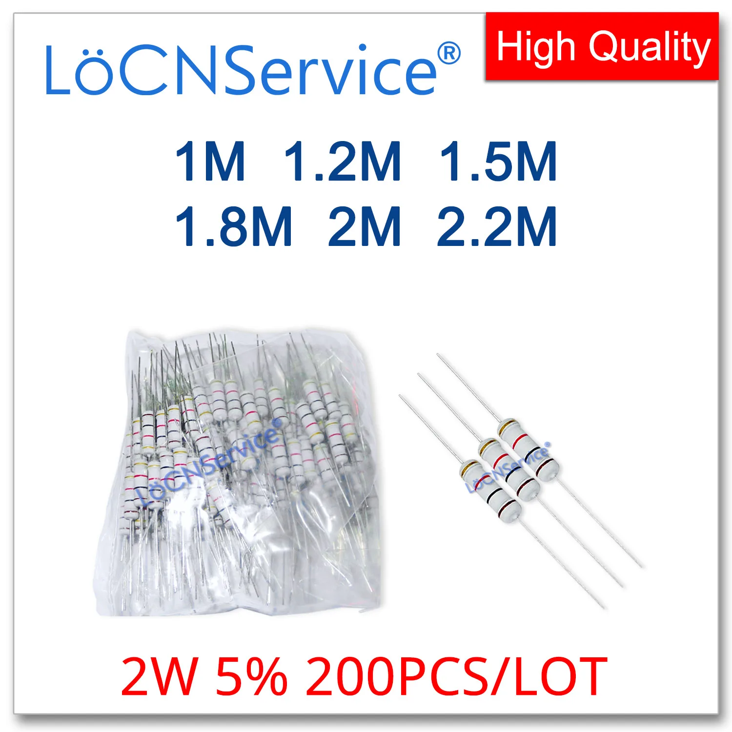 LoCNService 200 قطعة/الوحدة 5% 2 واط 1 متر 1.1 متر 1.2 متر 1.5 متر 1.8 متر 2 متر 2.2 متر الكربون فيلم المقاوم DIP أوم