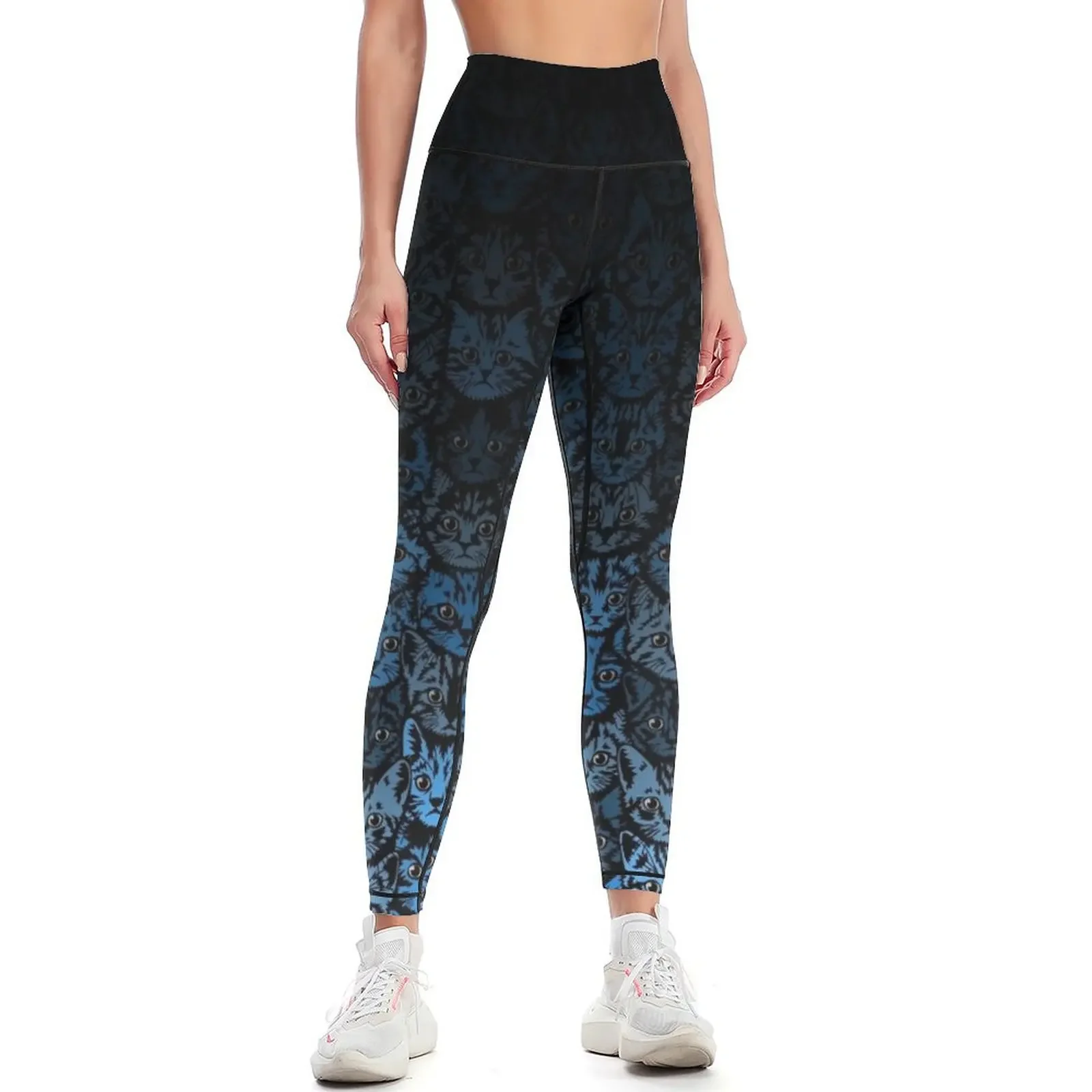 

Kittens - Blue Fade Leggings legings for fitness Women's gym sports for gym Tight fitting woman Womens Leggings