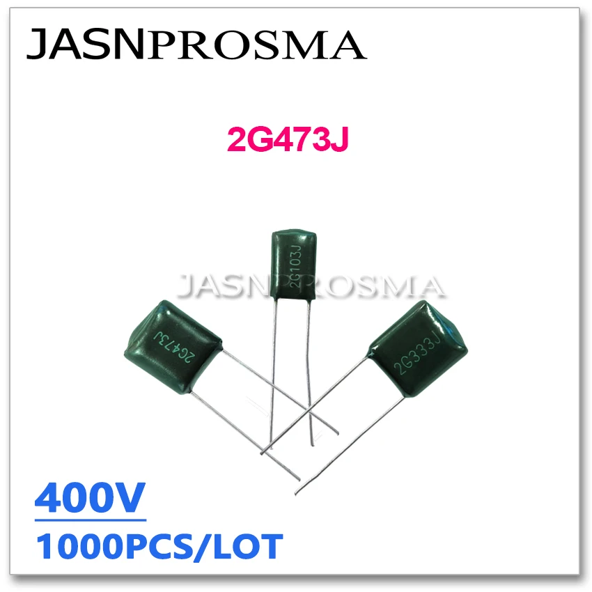 JASNPROSMA 1000PCS 400V 2G473J 47NF 473J  2G 5% GREEN Polyester poly Film capacitor