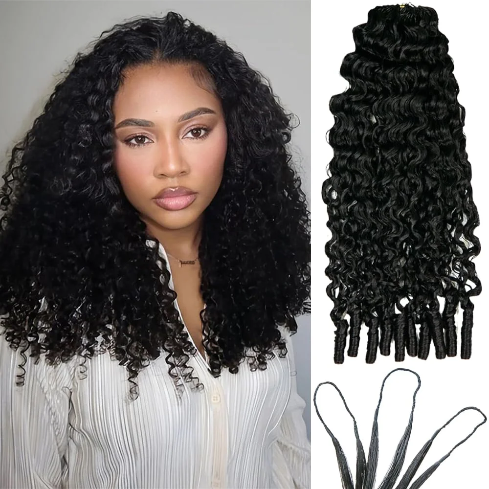 

Наращивание волос из натуральных волос: бирманские кудрявые волосы для крючкового плетения, бразильские волнистые волосы, предварительно разделенные, без узлов, для крючкового плетения, пучки, черные