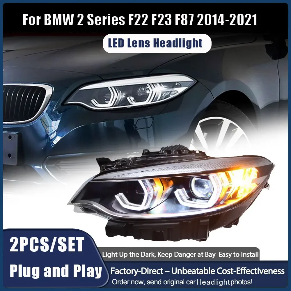 

Car Lights for BMW F22 F23 F87 2 Series 2014-21 LED Headlight Assembly Upgrade High Configure Style Design Lamp Auto Accessories